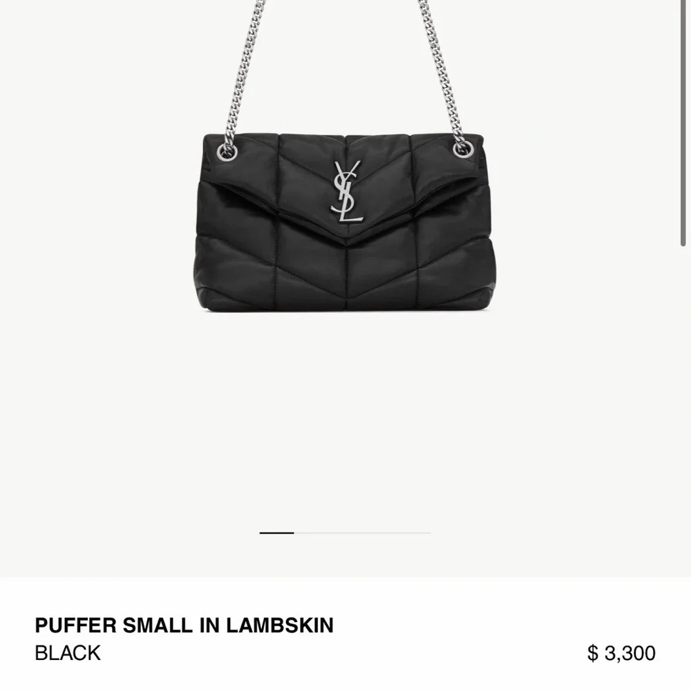SAINT LAURENT Lambskin Quilted Small Loulou Puffer Monogram Black